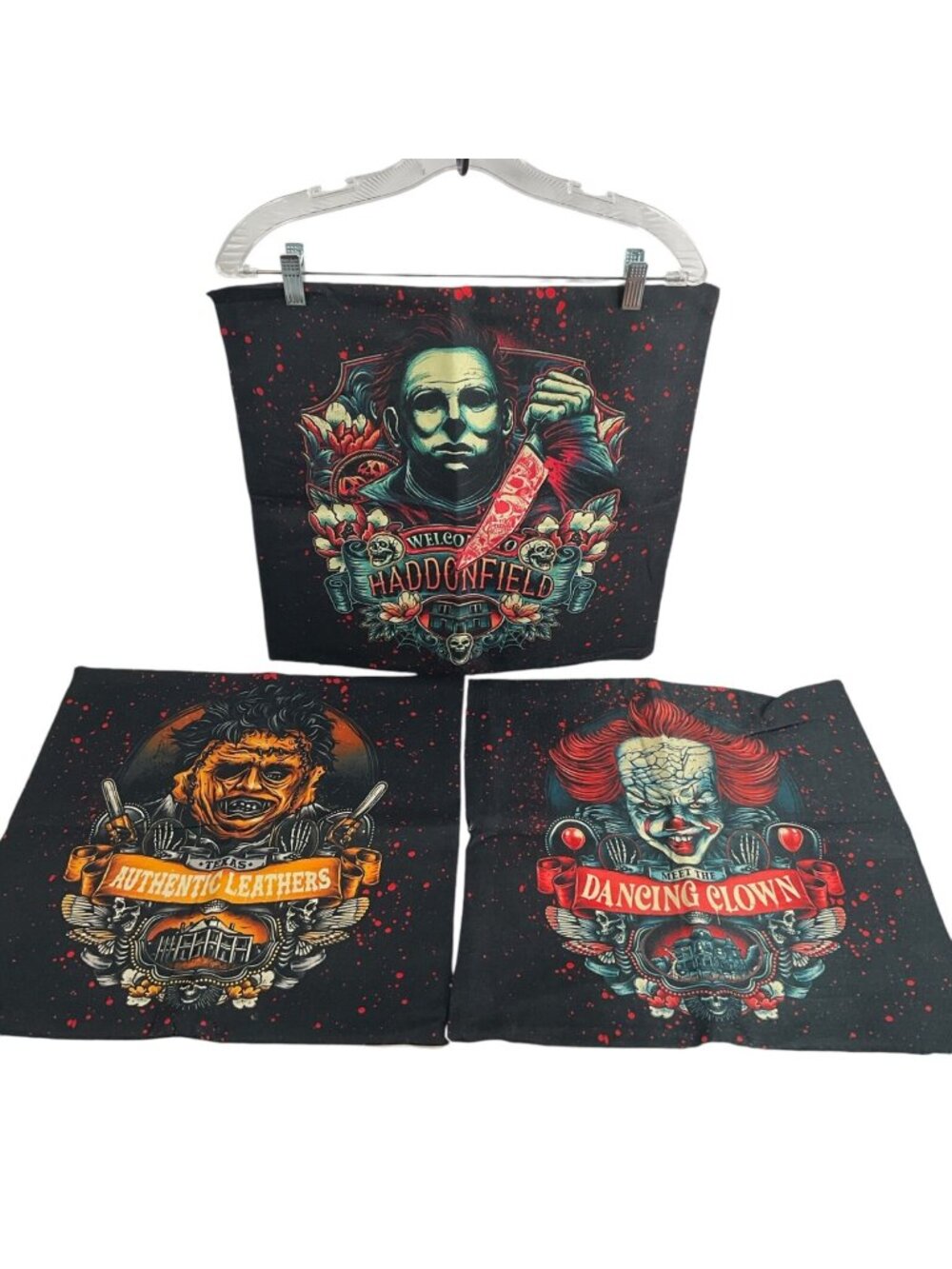 Halloween Throw Pillow Case Cover 17" x 17" Scary Movie Lot of 3 Themed New